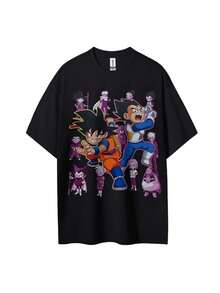 Camiseta Casual de Cuello Redondo Holgada con Estampado de Personajes de   y  Versión Q, Verano 2026 playeras de hombre playeras oversize de mujer y2k camisa de mujer camisa blusa casual mujer blusa elegante mujer ofertas - Negro - Ver 6