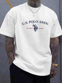 Camiseta hombre algodón 1016 Estampado de U.S. POLO ASSN.con polo estilo lujo casual americano Suave cómodo sin calor Combina con todo  de atuendo lujoso casual para hombres urbanos en México - Blanco - Ver 2