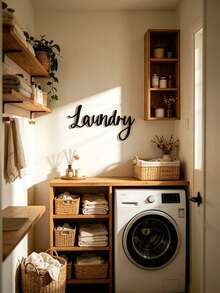 1pc Metal Wall Art Decor, Farmhouse Style Laundry Room Sign, Hanging Decoration - Suitable For Bathroom, Laundry Room, Elegant Room Decor - Black - View 6