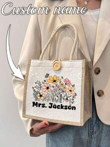 Customizable Tote Bag, Personalized Teacher's Day Gift, Thanksgiving Gift, Suitable Great Gift For Women, Mom, Teachers, Friends, Bridesmaids, Student - Multicolor - View 6
