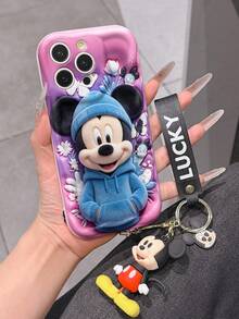 Disney Mickey Mouse Phone Case With Mickey Charm And Mickey Lanyard - Cute Mickey Mouse Protective Case With Blue Hoodie And Butterfly Design, Equipped With Delicate Mickey Decorative Lanyard For Easy Carrying, Compatible With IPhone 17, 16, 15, 14, 13, 12, 11 Pro Series, Ideal For Birthdays, Holidays, Anniversaries, Graduation Gifts, Or Any Special Occasion To Surprise Family, Friends, Classmates, And Loved Ones. - trắng - Xem 5