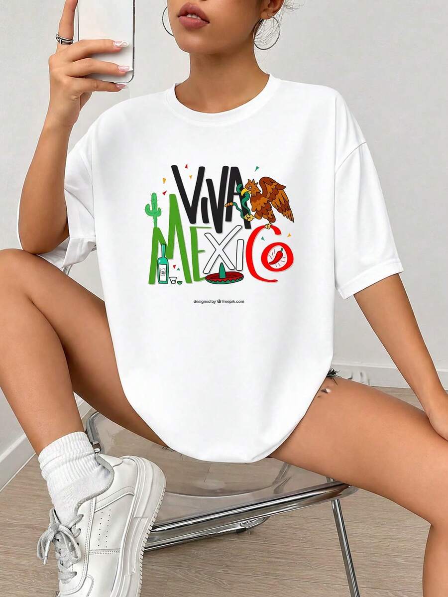 Viva México Graphic Print Design, México Fl-ag Eagle Cactus Tequila Sombrero Chili, Colorful Typographic Art, para Wall Decor Party Celebration.jpgRegalos personalizados: Camisetas para mujer con estilos que van desde lo moderno, hippie, casual y minimalista. Ropa masculina personalizada única, armarios cápsula y prendas básicas/urbanas para hombre. Regalos ideales para novios, familiares y amigos, adecuados para cumpleaños, vacaciones, colegio/competiciones, deportes/escalada y más, así como para la moda de otoño y eventos urbanos. Blanco verano.