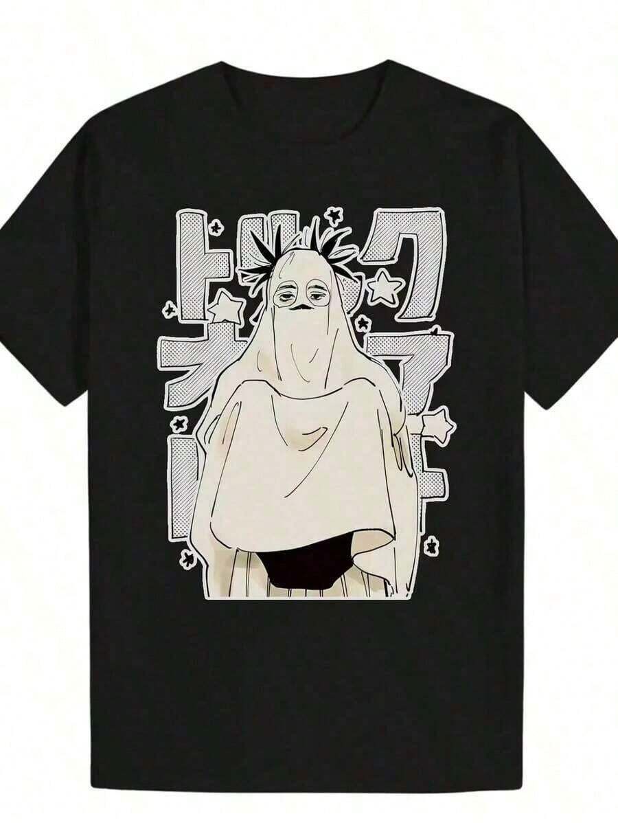 Camiseta de mujerCasual T-shirtCamiseta de anime con personaje misterioso | Camiseta estampada con kanji tradicionales japoneses y patrón de estrellas - Suave y transpirable, corte clásico, cuello redondo - Ropa casual, Camiseta estampada hombre100% CottonDurableCómoda y ligera - Negro - Ver 1