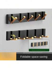 1pc Wall-Mounted Coat Rack, Black Metal Vertical Hat Rack, Floating Garment Hooks Suitable For Coats/Bags/Scarves, Entryway/Office/Hallway/Bathroom Storage Rack - Multicolor - View 8