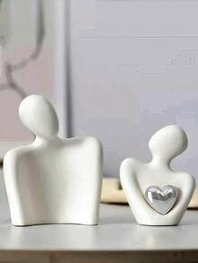 1pc "Love's Kiss" Resin Couple Embracing Sculpture, Romantic Decor Piece Suitable For Bedroom, Home Office, Bookshelf, Tabletop - 1PC - View 7