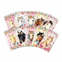 5/6/8/10/12pcs New Horse Racing Notebook, Student Portable Spiral Notebook, Horse Theme Diary Mini Notebook, Student Notebook, Vocabulary Book, Spiral Notebook, Material Book, Memo Pad, School Supplies, Student Prizes, Party Notebook, Back To School Supplies, Christmas Notebook - Multicolor - View 11