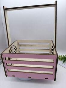 Cesta de madera rosa, caja organizadora rectangular, cesta de ducha multifuncional, cesta de juguetes, estantería de baño esencial, canasta de regalo de ducha, canasta de bienvenida, regalo de embarazo, regalo para nuevos padres, cesta, caja y contenedor - Rosa - Ver 6