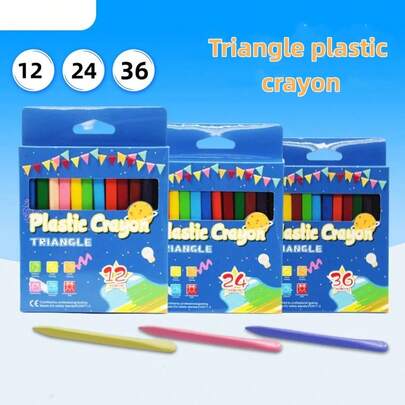 12/24/36 Colors Non-Dirty Hands Double-Headed Crayon Erasable Painting Tools Triangular Wax Pencil Graffiti Oil Stick Painting School Office Supplies