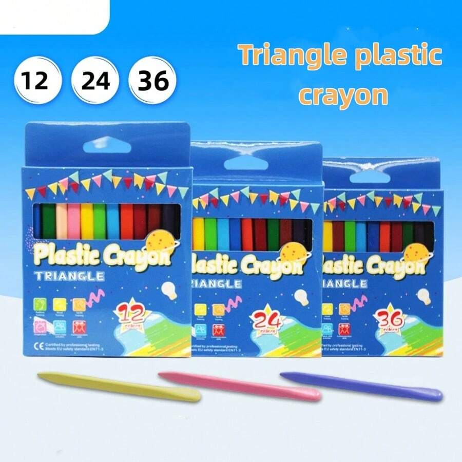 12/24/36 Colors Non-Dirty Hands Double-Headed Crayon Erasable Painting Tools Triangular Wax Pencil Graffiti Oil Stick Painting School Office Supplies - Sets - View 1