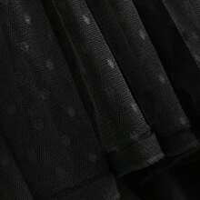 Dobby Mesh Self-Tie Ruffled Halter Dress - Negro - Ver 6