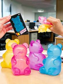 Jelly Color Teddy Bear Squeeze Toy, Soft Silicone Slow Rebound Stress Relief Toy, Party Favors, Stress Relief Toy, Creative Shaped Toy, Holiday Gift - Multicolor - View 6