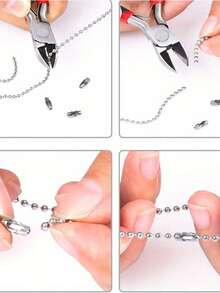 16.4ft Beaded Chain, Size 3, With 20 Connectors, Designed For Dog Tag Necklace, 2.4mm Beads, 5m Roll. 1m/Bag With 5 Clasps Available - Beaded Necklace - View 4