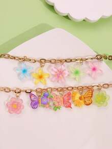 1 pieza Collar colgante de flor, mariposa, plumeria con diseño de moda, delicado, lindo, animado, exclusivo, interesante y versátil, adecuado para mujer, uso diario, vacaciones, fiesta, regalo - Multicolor - Ver 7