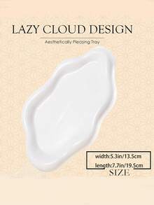 1pc Plastic Jewelry Tray Trinket Dish, Asymmetric Incense Dish, Decorative Cloud Vanity Key Tray For Women, Ring Holder Dish, Cute Jewelry Plate Bowl Room Decor Aesthetic - White - View 3