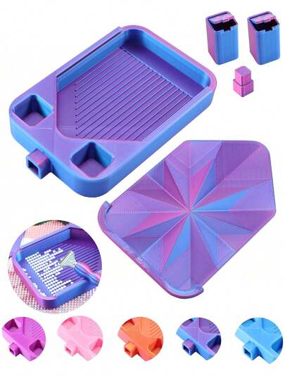 1piece Multifunctional Diamond Painting Tray With Lid, Boat-Shaped Anti-Drop Drill Funnel Plate, Diamond Painting Accessories & Tools, Equipped With 2 Storage Boxes, 5D Diamond Painting DIY Rhinestone Sorting & Organizing Tools, DIY Art Craft Desktop Accessories