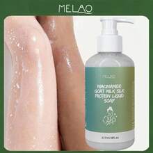 237ml/8 fl oz Nước rửa tay dưỡng ẩm từ sữa dê, Xà phòng rửa tay sữa dê MELAO với Sodium Cocoyl Isethionate và Protein tơ tằm, Làm sạch nhẹ nhàng cho da khô và nhạy cảm, Nuôi dưỡng và cấp ẩm. - tươi - Xem 1
