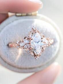 1pc Vintage Leaf Design Engagement Ring, Suitable For Women Wedding Proposal Party Jewelry Gift - Rose Golden - View 4