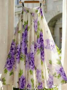 Falda de línea A floral elegante para mujer, de verano - Multicolor 7 - Ver 2