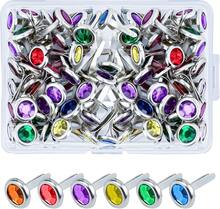 AJulyBee 50Pcs Brads Metal Brad For Paper Crafts, Multicolor Crystal Paper Fastener In A Box, Bass Fasteners For Scrapbooking DIY(8 X 15 Mm) - ColorA - View 1