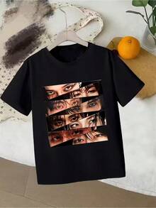 Camiseta del Grupo SKZ para Niñas - Letras Rojas y Retratos de Miembros - Camiseta Casual de Manga Corta con Cuello Redondo Suave, Adecuada para Fans del K-Pop, Ropa Casual de Primavera y Otoño, Camiseta Holgada, Casual y Versátil - Negro - Ver 6
