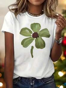 Camiseta de cuello redondo para mujer con estampado de letras vintage y estilo anime, de diseño sencillo y textura cómoda, adecuada para uso diario casual y un estilo natural y elegante, imprescindible para fiestas de verano, pago local.ropa de calor mujer - Blanco - Ver 1