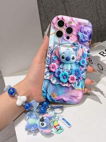 Disney Lilo & Stitch Phone Case With Stitch Charm And Stitch Lanyard - Cute Stitch Protective Case With Floral Frame And Pastel Background Design, Equipped With Delicate Stitch Decorative Lanyard And Beaded Bracelet For Easy Carrying, Compatible With IPhone 17, 16, 15, 14, 13, 12, 11 Pro Series, Ideal For Birthdays, Holidays, Anniversaries, Graduation Gifts, Or Any Special Occasion To Surprise Family, Friends, Classmates, And Loved Ones. - trắng - Xem 6