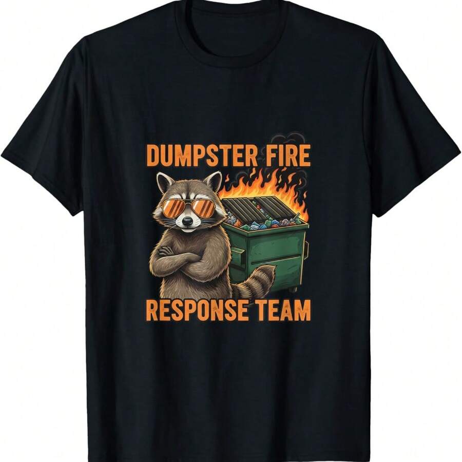 Dumpster Fire Response Team Raccoon Meme T-Shirt - Black - View 1