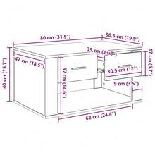 vidaXL Couchtisch Schwarz Eichen-Optik 80 x 50 x 40 cm Holzwerkstoff Wohnzimmer, Arbeitszimmer, Café, Garten, Poolbereich, Strand, Couchtisch, Beistelltisch, einfach zu montieren, Wohnaccessoires für Möbel. - Schwarz - Übersicht 9