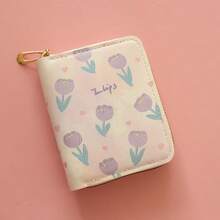 New Fashionable Floral Short Zipper Wallet, Compact And Portable Card Holder For Young Women - Multicolor - View 8