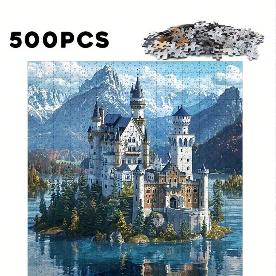 500 Piece Adult Puzzle - Castle Theme, DIY Home Decor, Family Interactive Game, Brain Challenge Gift, 50x50cm/19.7x19.7in, Portable/Suitable For Beginners