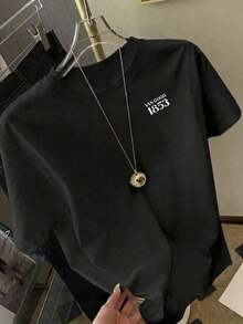 Women's Short Sleeve T-Shirts Casual Women's T-Shirt, A Tribute To Van Gogh's Masterpiece "The Starry Night" And A Numbered Pattern From 1853, Comfortable And Versatile For Spring/Summer, With A Round Neck And Short Sleeves, Elegantly Printed - 黑色 - 查看 9