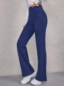 Pantalones acampanados de cintura ancha - Azul marino 2 - Ver 5