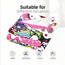 SANRIO 1条三丽鸥卡通人物印花柔软法兰绒毯，涤纶针织面料，用途广泛，适用于床、沙发、办公室、旅行，四季皆宜，是理想的礼物之选。 - 彩色 - 查看 7