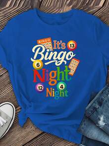 Women's Casual Short-Sleeved T-Shirt With A Round Neck And A Night Billiards Design. Regular Length, Ideal For Spring And Summer. Women's Clothing, Casual Short-Sleeved T-Shirt. Gift Idea. - 藍色 - 查看 7