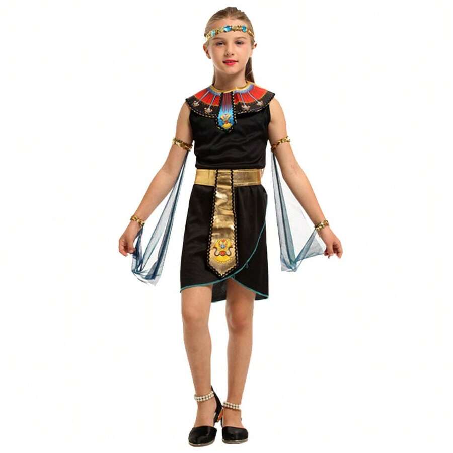 Trang phục công chúa Cleopatra thời Ai Cập cổ đại dành cho trẻ em, thích hợp cho bé gái nhập vai và hóa trang nhân vật anime.