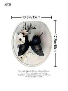 1/3/4件套黑色蝴蝶白花浴室帘套装，纯色3D印花防水防滑面料，包含马桶盖和U型浴垫，12个挂钩，适用于家庭/卧室/客厅 - A - 查看 10