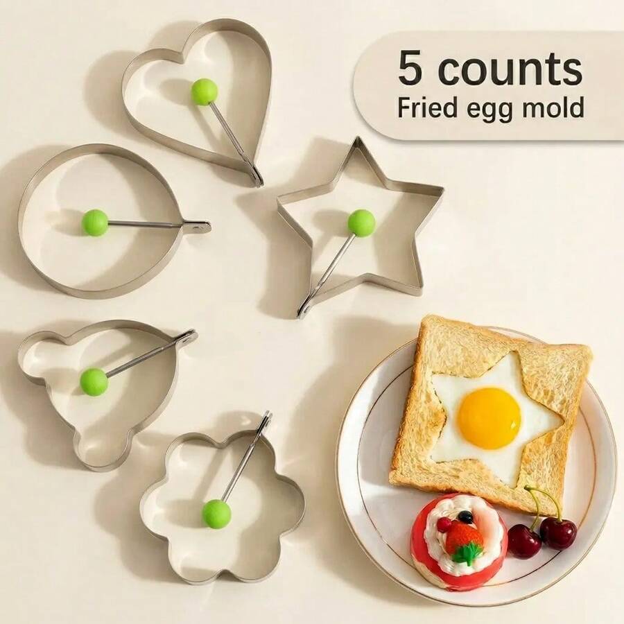 Juego de 5 moldes para hacer aros fritos, multifuncional para el desayuno - 1 - Ver 1