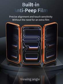 [High Protection Magnetic Anti-Peep Phone Case] Integrated Privacy Screen | Anti-Drop Protective Case | Compatible With IPhone 17 Pro Max/17/16/15/14/13/12 Series And More | Professional Security Design, Perfect For Holiday Gifts, Boyfriend Gifts And Birthday Gifts, Anti-Peep Design Glass Phone Case - Orange - View 5