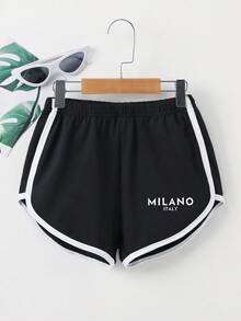 1 Set Teenage Girls' Round Neck Short Sleeve T-Shirt And Shorts Set, Printed Text Graphic Short Tee And Shorts Set, Comfortable Minimalist Design, Suitable For Spring And Summer - Multicolor - View 7