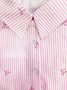 Blusa de mujer, estampado de rayas de fresa, diseño fresco y ligero, camisa estilo Ins, blusas de mujer holgadas de manga larga casual de doble uso, regalo para la mejor amiga y la novia, otoño/invierno, graduación, maestras, vuelta al cole - Multicolor 6 - Ver 3