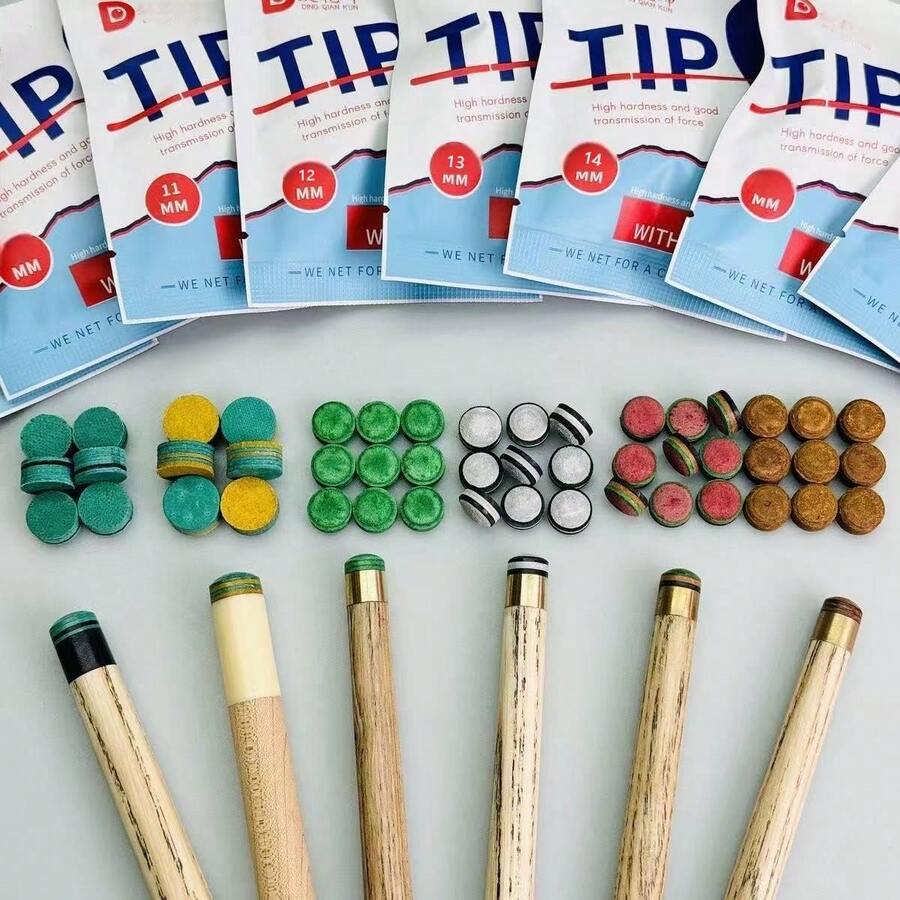 2 Pieces 11mm, 13mm, 14mm Pool Cue Tips, Multilayer Pigskin Pressing, Professional Snooker And American Nine-Ball Billiard Tip, Durable Fit, M Hardness