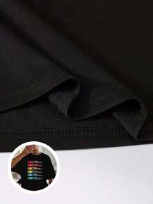 Camiseta con estampado de coche de carreras, 180G, blanco y negro, cuello redondo, corte holgado básico, transpirable, versátil, lavable a máquina, cómoda, S - 3XL, ideal para uso diario casual, deportivo, esencial para el verano Blusas Bonito 100% Cotton - Negro - Ver 7