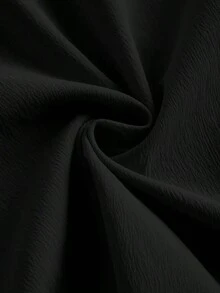 Vestido de tirantes unicolor pecho con fruncido con cordón lateral - Negro - Ver 4