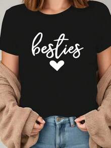 1 pieza Camiseta de manga corta de cuello redondo holgada unisex de 180g, 100% algodón puro transpirable y suave, estilo Y2K Bababask con estampado gráfico moderno, ideal para mujer y hombre, perfecta para uso diario, festivales, conciertos y todas las estaciones - Negro - Ver 6