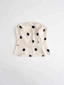 Top ajustado de tirantes con estampado de lunares, estilo retro streetwear para mujer - Albaricoque - Ver 2