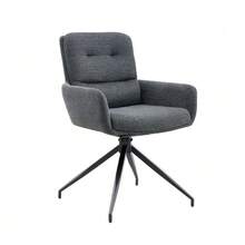 [Set Of 2] European Swivel Chair In A Lightweight Luxury Design, 360° Sound-Swivel, Set Of 2 For Dining Rooms / Relaxation Areas. - 深灰色 - 查看 11