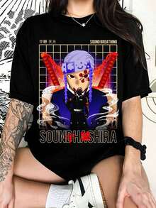 D-DemonSS S-SlayerS Sound Hashira T-Shirt, Anime Graphic T-Shirt, Streetwear For Fans - Black - View 6