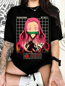 D-DemonSS S-SlayerS N-NezukoS Kamado Style Bootleg T-Shirt, Anime Graphic T-Shirt, Streetwear For Fans - Black - View 6