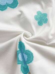 Camiseta casual de mujer con cuello redondo, mangas de volantes y estampado floral, blusas florales para mujer, blusas con mangas de volantes, para salir, blusas de manga corta lindas - Azul - Ver 6