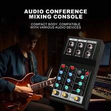 2 Channel Audio Mixer DSP Digital Chip Bluetooth 6.35mm Interface Mixing Console With High/Low Balance Control For Karaoke - Black - View 3